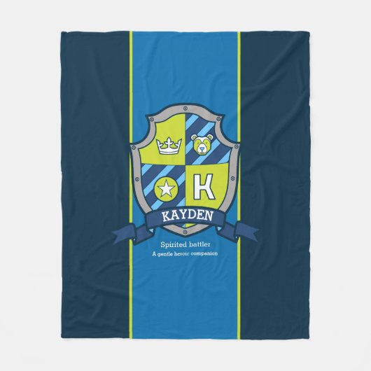 ボーイズ・カデンまたは文字のK名は青い緑 フリースブランケット (正面)