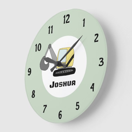 ボーイズ·キュート掘り掘り機のドードルと名前 ラージ壁時計 (傾斜)