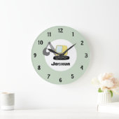 ボーイズ·キュート掘り掘り機のドードルと名前 ラージ壁時計 (ホーム)