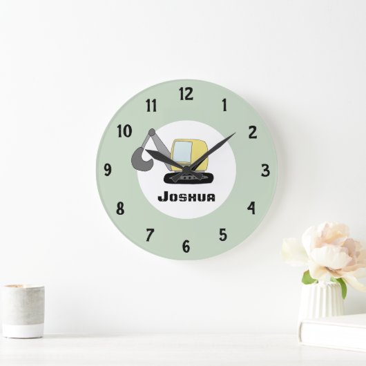 ボーイズ·キュート掘り掘り機のドードルと名前 ラージ壁時計 (ホーム)