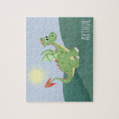 ボーイズ·キュート&魔法の緑のドラゴンと名前 ジグソーパズル (縦)