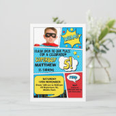 ボーイズ・スーパーヒーローフォト5th誕生日招待状 招待状 (スタンド正面)