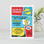 ボーイズ・スーパーヒーロー1st誕生日招待状 招待状 (スタンド正面)