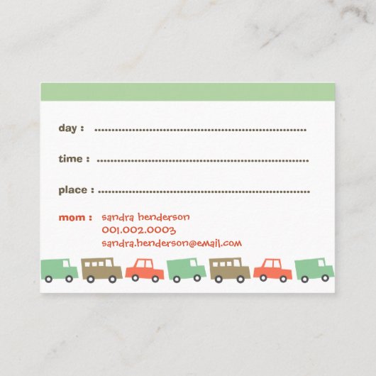 ボーイズ・トイズ・パステル・トランスポート・キッドの写真遊日 コーリングカード (裏面)