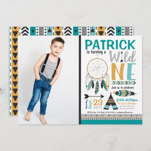 ボーイズ・ドリームキャッチャーWILD ONE誕生日招待状 招待状 (正面/裏面)