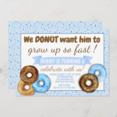 ボーイズ・ドーナツ・バースデーパーティー 招待状 (正面/裏面)