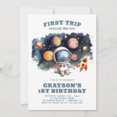 ボーイズ・ファースト・トリップ宇宙飛行士デジタル誕生日 招待状 (正面)