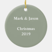 ボーイズ・フットボール写真クリスマス セラミックオーナメント (裏面)