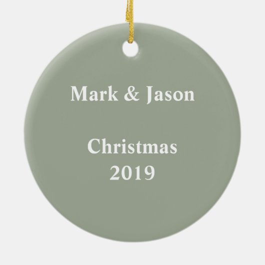 ボーイズ・フットボール写真クリスマス セラミックオーナメント (裏面)