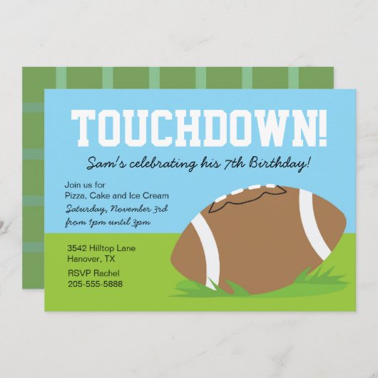 ボーイズ·フットボール·テーマの誕生日パーティーの招待 招待状 (正面/裏面)