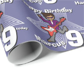 ボーイズ・ブルーあなたの名前を追加9th誕生日ロックスターラップ ラッピングペーパー (ロールコーナー)