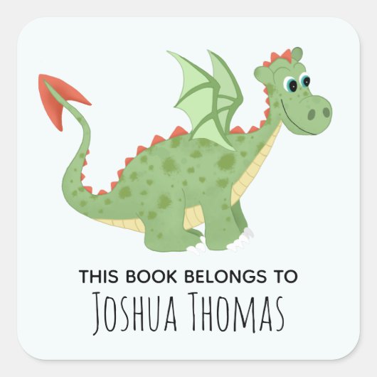 ボーイズ・ブルーこの本はドラゴンと名前キッズ スクエアシール (正面)