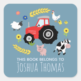 ボーイズ・ブルーこの本はファーム・トラクター名キッズ スクエアシール
