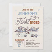 ボーイズ・ブルーウェスタン・デザートファースト・ロデオ・ファースト・バースデー 招待状 (正面)