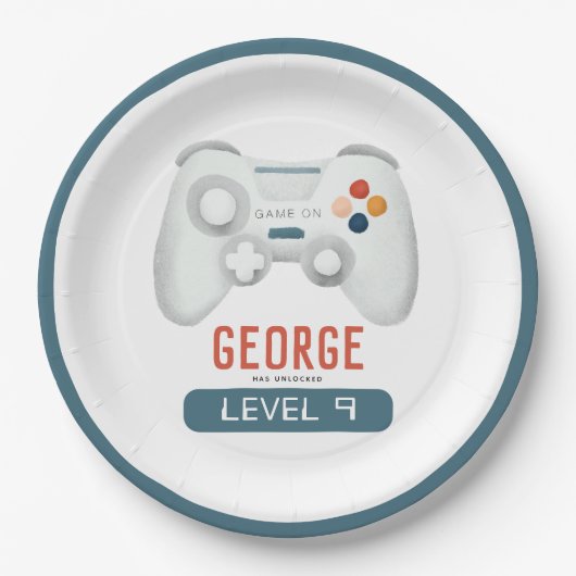 ボーイズ・ブルークール・ゲーム子供の誕生日 ペーパープレート (正面)