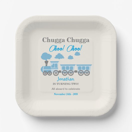 ボーイズ・ブルートレイン2nd誕生日パーティー ペーパープレート (正面)