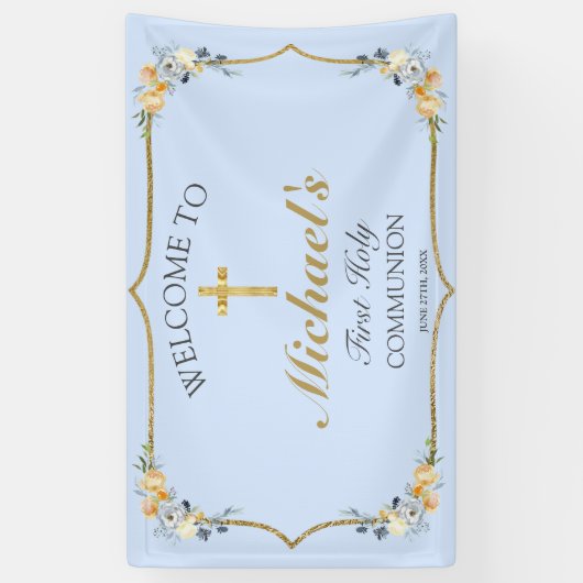 ボーイズ・ブルーフローラ第1聖餐式へようこそ 横断幕 (縦)