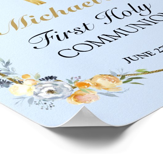 ボーイズ・ブルーフローラ第1聖餐式ウェルカムサイン ポスター (角)