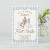 ボーイズ・ブループレイドカウボーイファーストRodeo 1st誕生日 招待状 (スタンド正面)