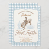 ボーイズ・ブループレイドカウボーイファーストRodeo 1st誕生日 招待状 (正面/裏面)