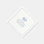 ボーイズ・ブルーボウ1st誕生日とバプテスマ スタンダードカクテルナプキン (角)