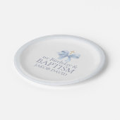 ボーイズ・ブルーボウ1st誕生日とバプテスマ ペーパープレート (アングル)