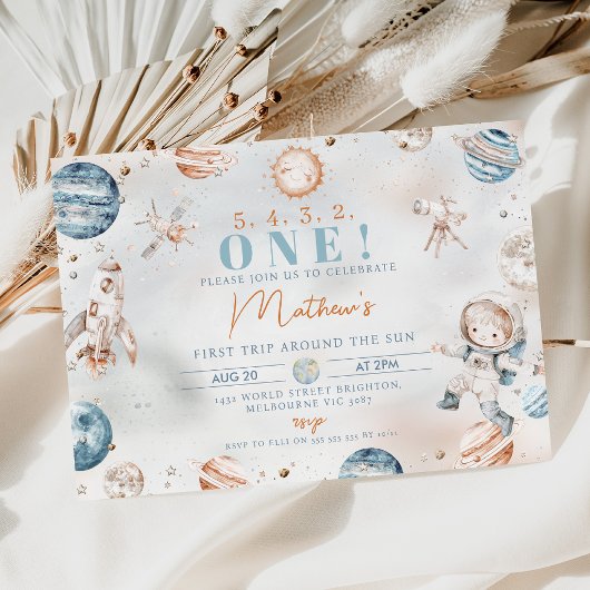 ボーイズ・ブルー宇宙飛行士初の旅のまわりに日誕生日 招待状