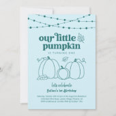 ボーイズ・ブルー私たちの小さなかぼちゃの最初の誕生日パーティー 招待状 (正面)