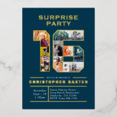 ボーイズ・ブルー16誕生日写真 箔招待状 (正面)