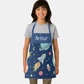 ボーイズ·ブルー·キュート·宇宙·ロケット船と名前 エプロン (インサイチュ)