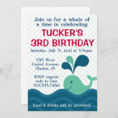 ボーイズ·ホエール·バースデー·パーティーの招待 招待状 (正面/裏面)