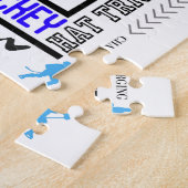 ボーイズ・ホッケーの用語パーソナライズされたブルー ジグソーパズル (側面)