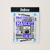 ボーイズ・ホッケーの用語パーソナライズされたブルー ジグソーパズル (縦)