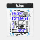 ボーイズ・ホッケーの用語パーソナライズされたブルー フリースブランケット (正面)