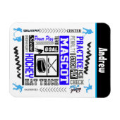 ボーイズ・ホッケーの用語パーソナライズされたブルー マグネット (横)