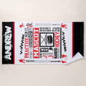 ボーイズ・ホッケーの用語パーソナライズされた ビーチタオル (正面)