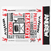 ボーイズ・ホッケーの用語パーソナライズされた フリースブランケット (正面(横))