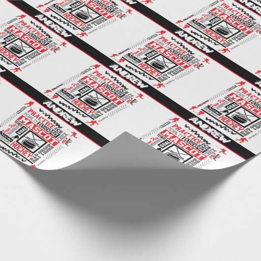 ボーイズ・ホッケーの用語パーソナライズされた ラッピングペーパー (角)