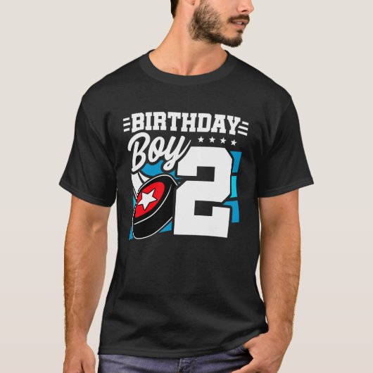 ボーイズ・ホッケー誕生日2nd誕生日2歳の男の子 tシャツ (正面)