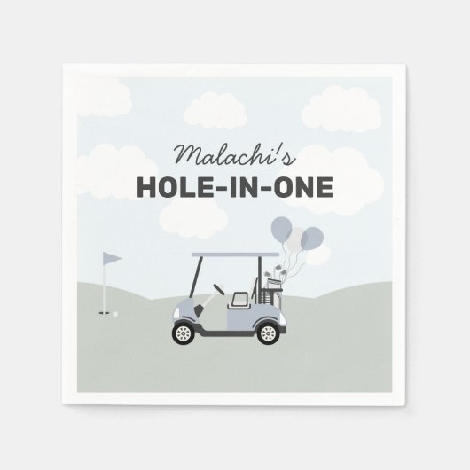 ボーイズ・ホールインワンゴルフ第1回バースデーウェルカムサイン スタンダードカクテルナプキン (正面)
