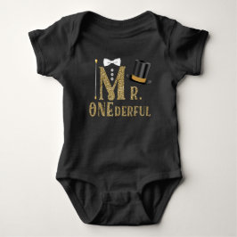 ボーイズ ミスター ワンダフル 1歳の誕生日Tシャツ ベビーボディスーツ