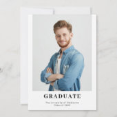 ボーイズ・ミニマル写真卒業パーティー 招待状 (裏面)