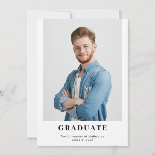 ボーイズ・ミニマル写真卒業パーティー 招待状 (裏面)