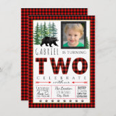 ボーイズ・ランバージャック2nd誕生日パーティの招待状 招待状 (正面/裏面)