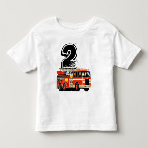 ボーイズ・レッド・ファイア・トラック2nd誕生日 トドラーTシャツ