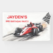 ボーイズ レッド レーシングカー 誕生日パーティーバナー 横断幕 (横)