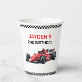 ボーイズ レッド レーシングカー 誕生日 ペーパークリップ 紙コップ