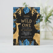 ボーイズ・ワイルドワン1stバースデーブルーブラックサファリ 招待状 (スタンド正面)