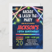 ボーイズArcade & Laserラベル誕生日パーティーへの招待 招待状 (正面)