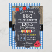 ボーイズBBQバースデーパーティーの招待 招待状 (正面/裏面)